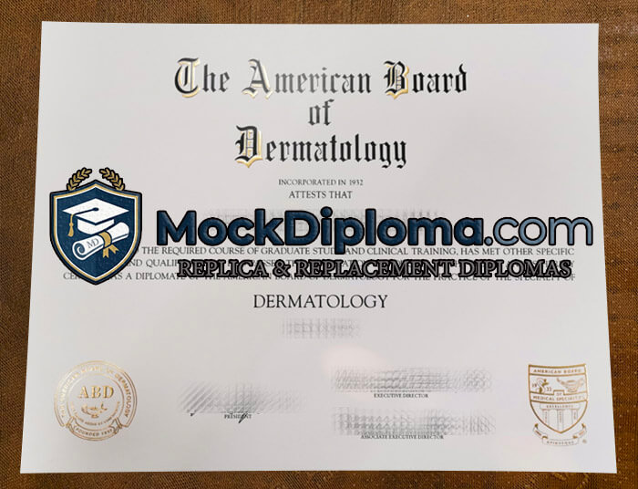 American Board of Dermatology certificate