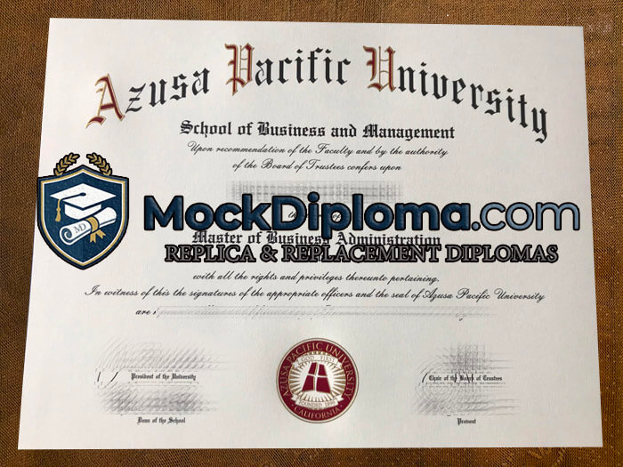 Azusa Pacific University diploma