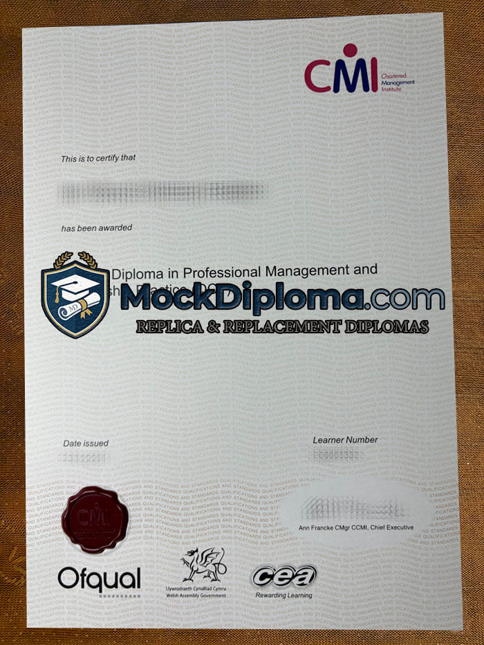Chartered Management Institute certificate