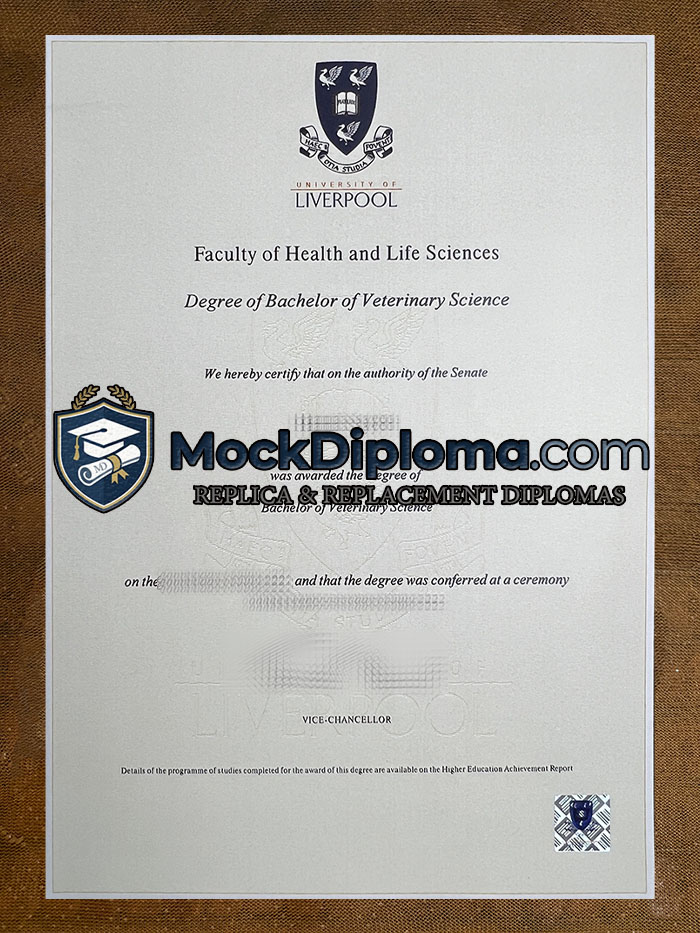 University of Liverpool certificate