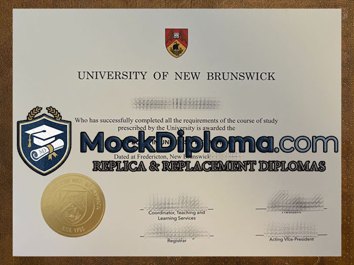 University of New Brunswick certificate