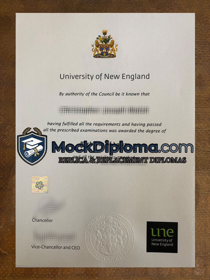 University of New England certificate