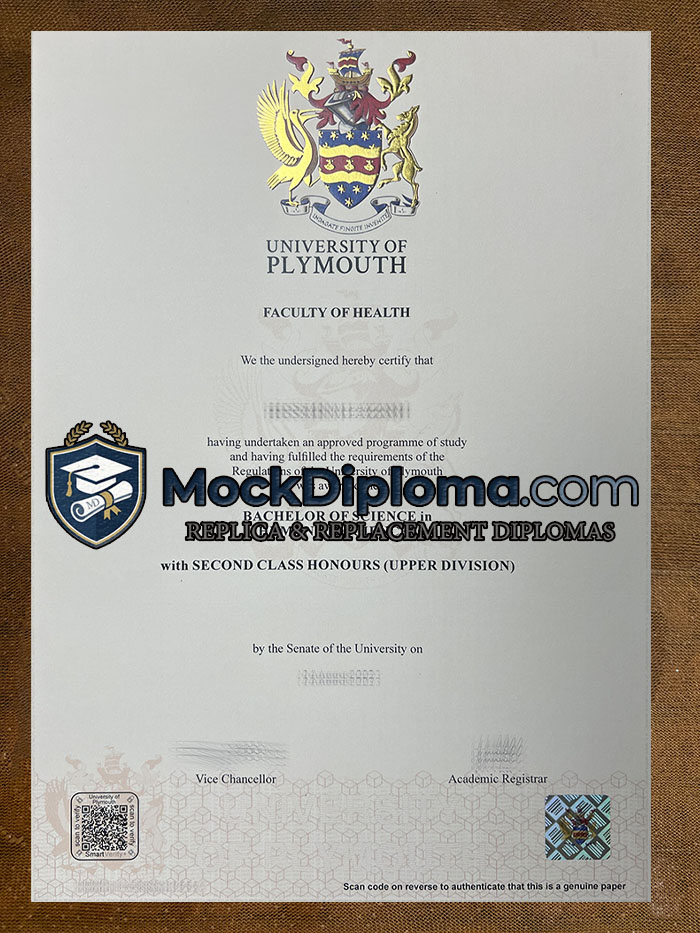 University of Plymouth certificate