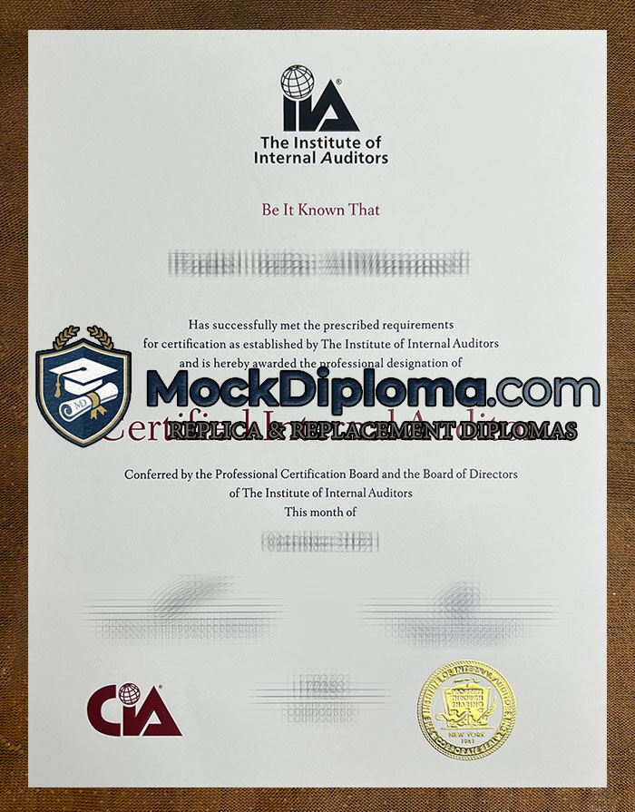 Certified Internal Auditor certificate