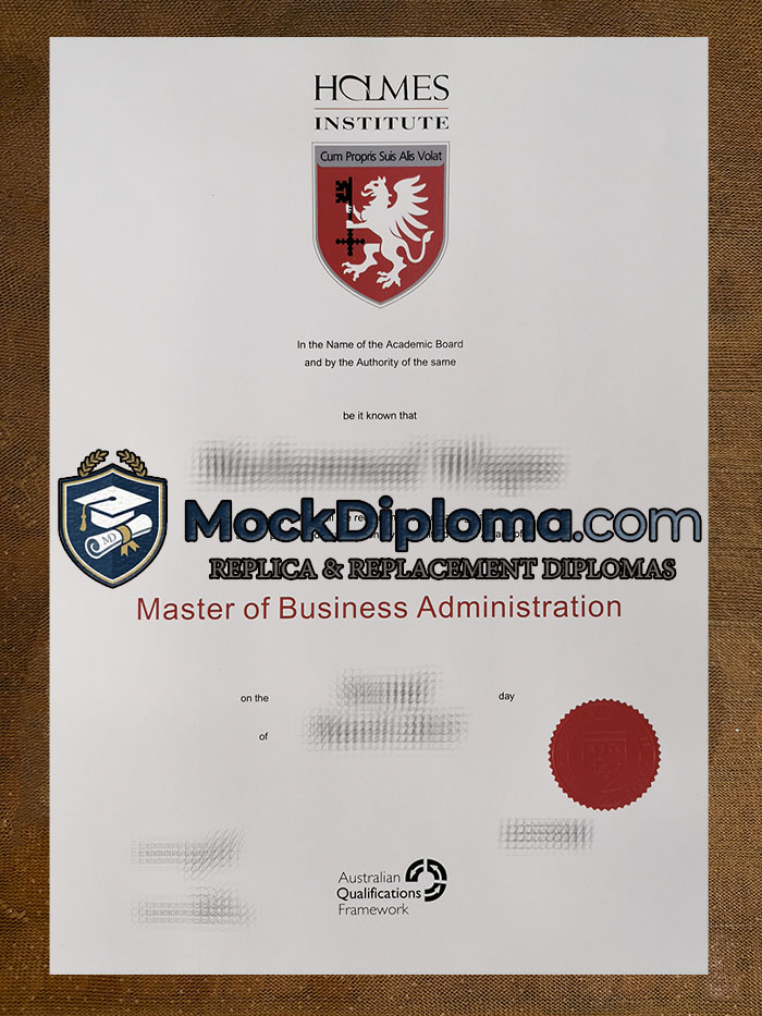 Holmes Institute certificate
