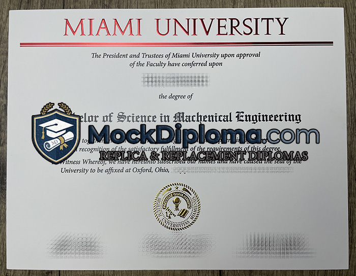 Miami University certificate