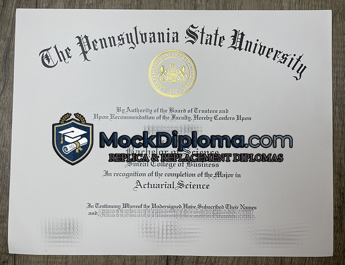 Pennsylvania State University certificate