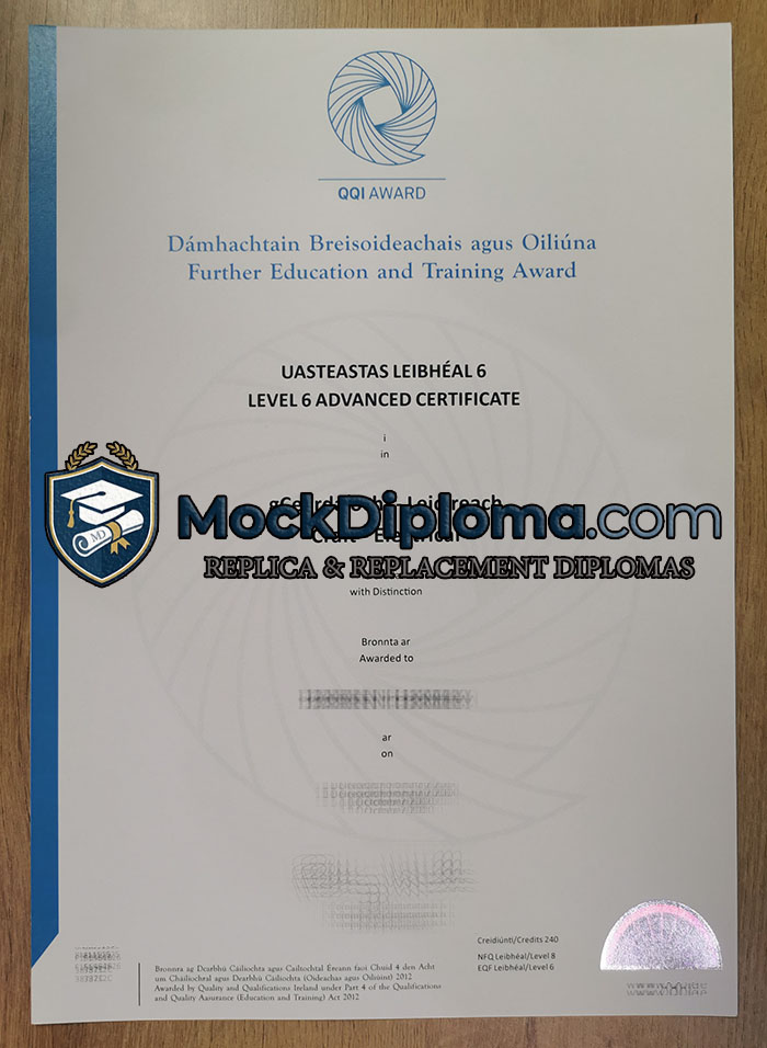 QQI Award diploma