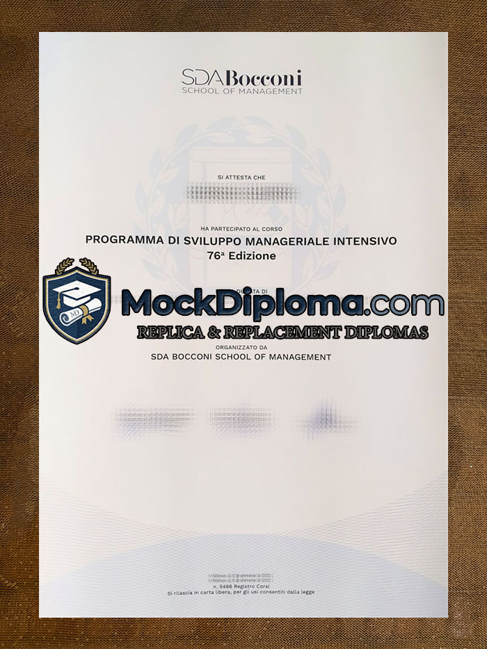SDA Bocconi School of Management diploma