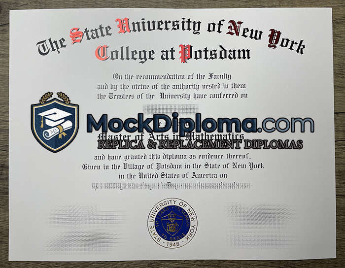 SUNY Potsdam certificate