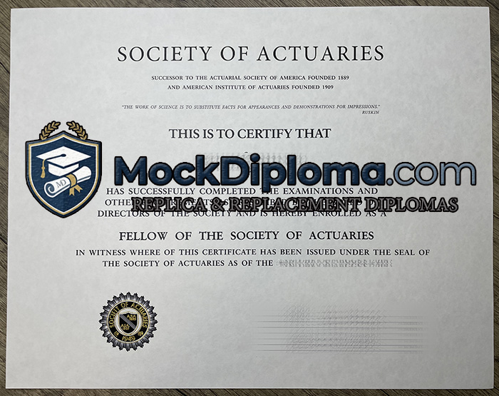Society of Actuaries certificate