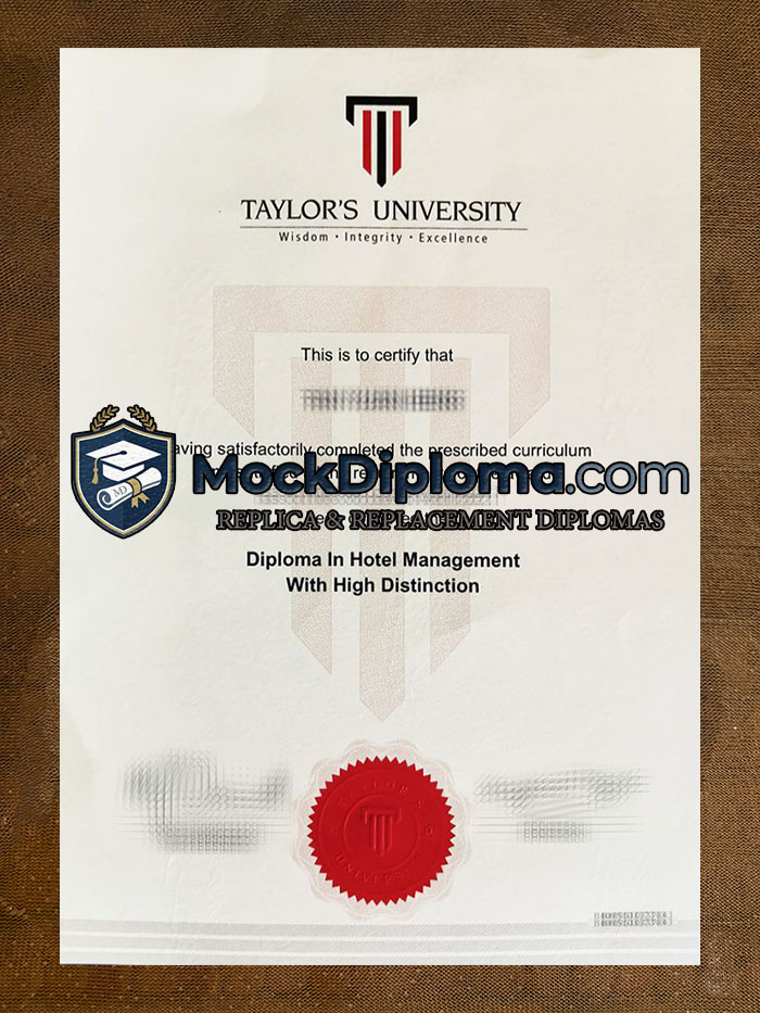 Taylor's University certificate