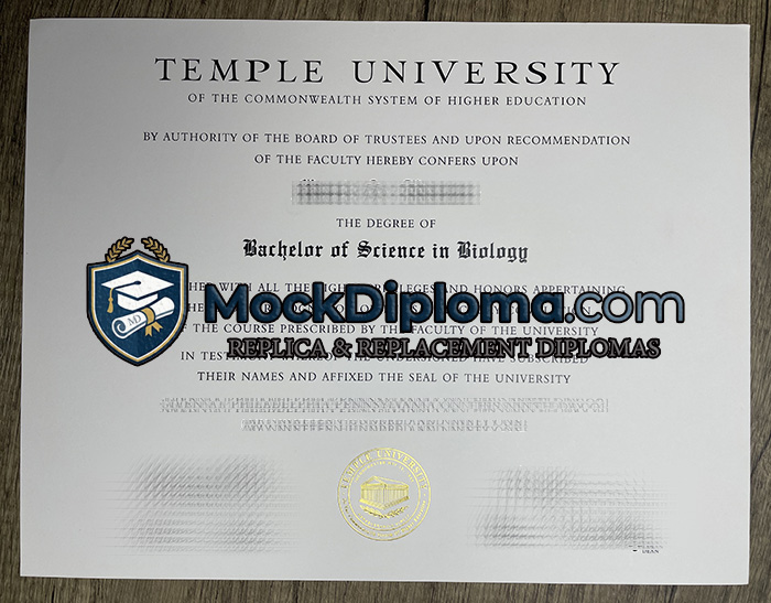 Temple University certificate