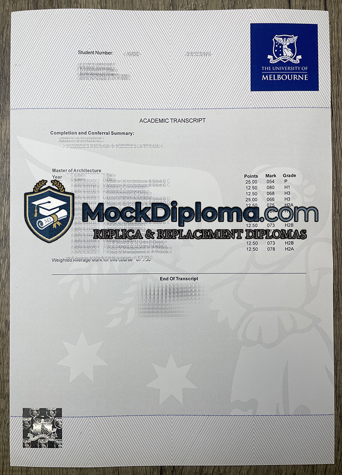 University of Melbourne transcript