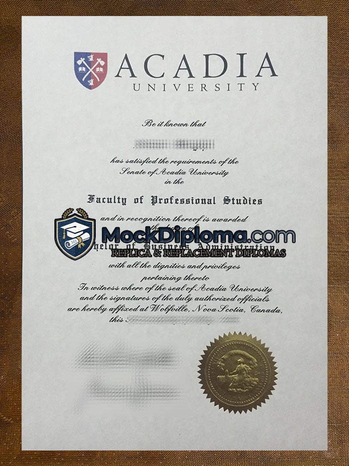 Acadia University certificate