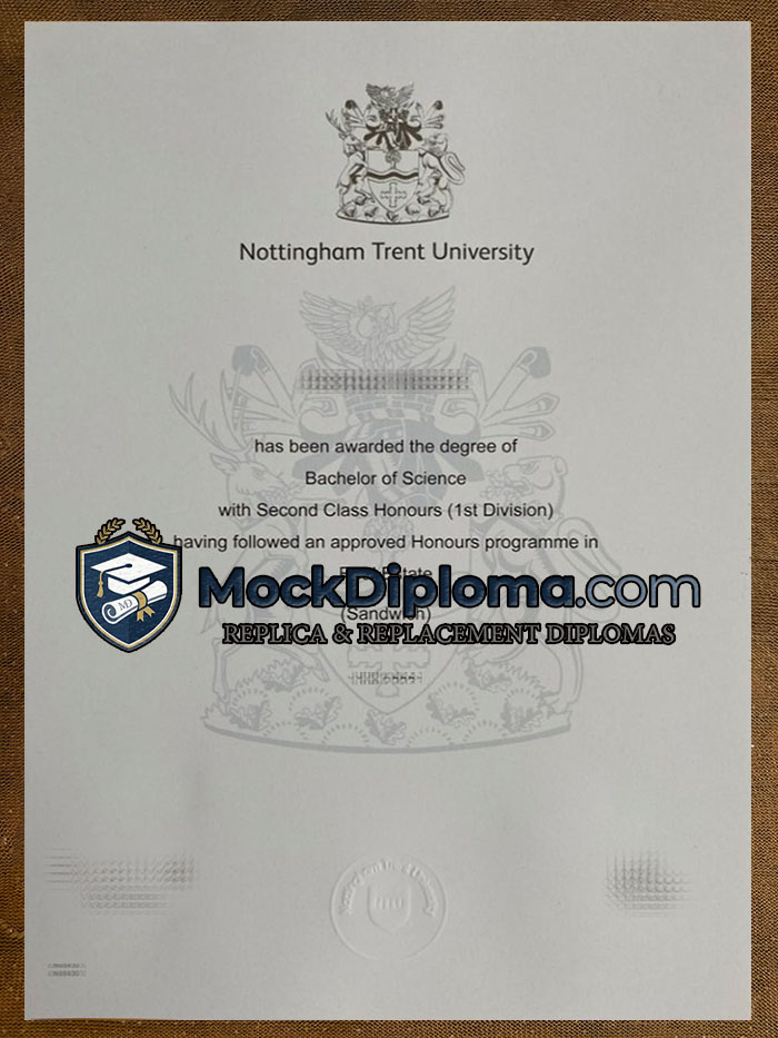 Nottingham Trent University certificate