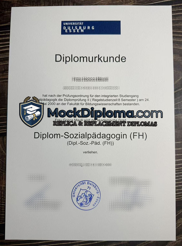 Universität Duisburg-Essen certificate