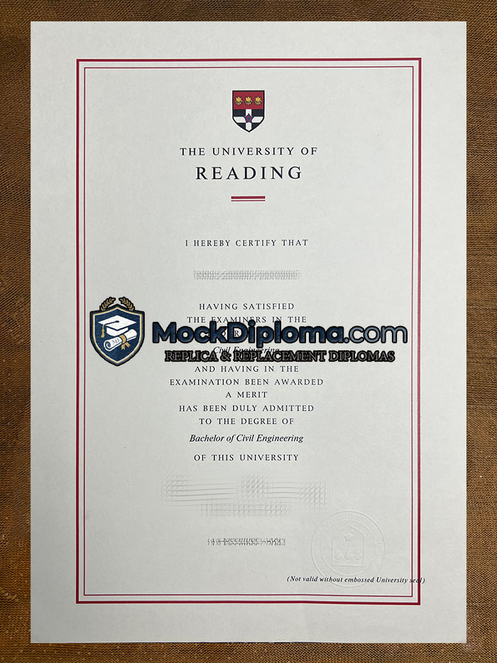 University of Reading certificate