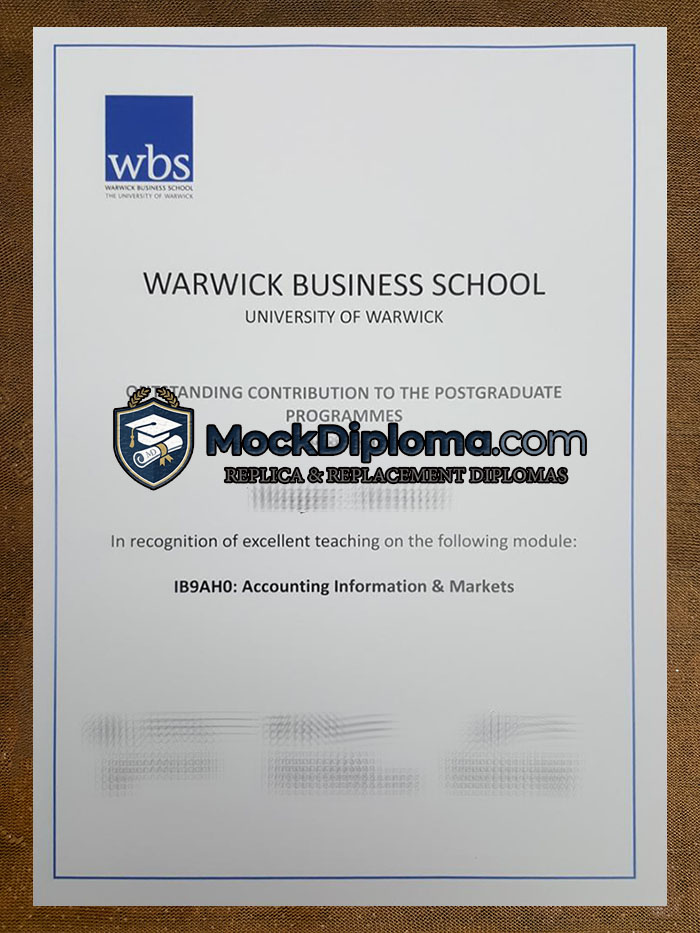 Warwick Business School certificate