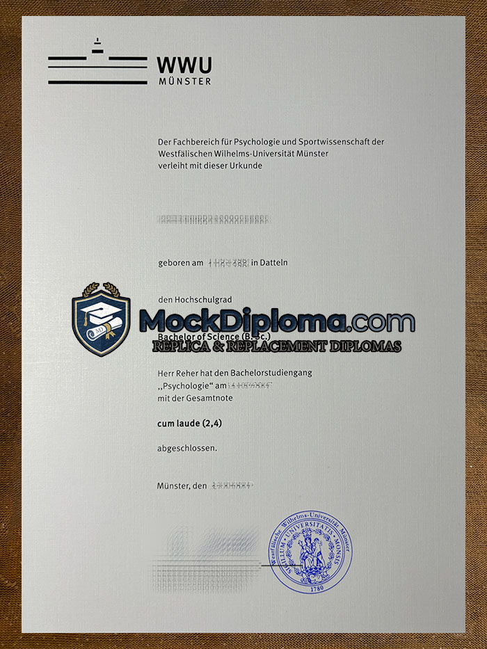 Westfälische Wilhelms-Universität Münster certificate
